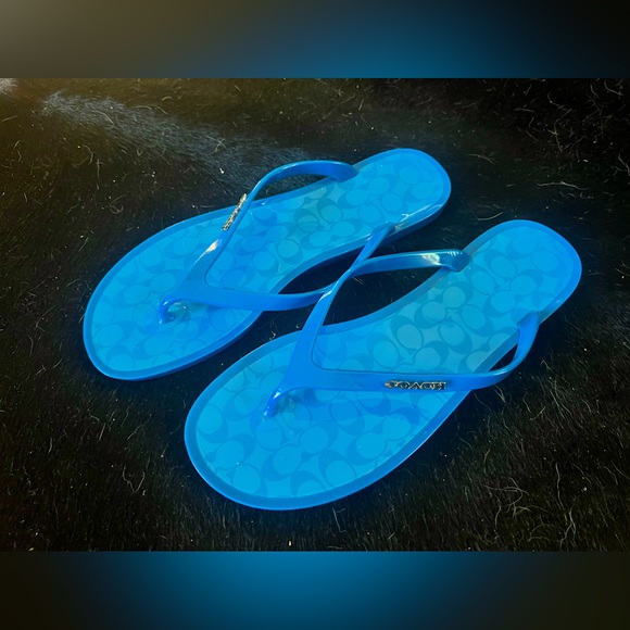 Coach Lyra Flip Flop Sandals, Sz 8 - Electric Blue - Picture 1 of 3